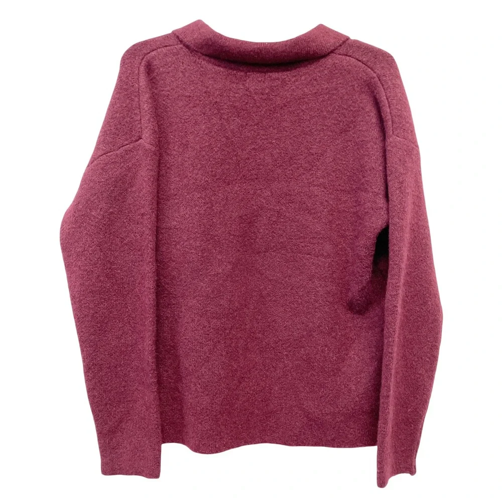 A New Day Women's Burgundy V Neck Collared Pullover Sweater Size Large